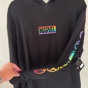 Disney Black Hoodie with Vibrant Marvel Logo